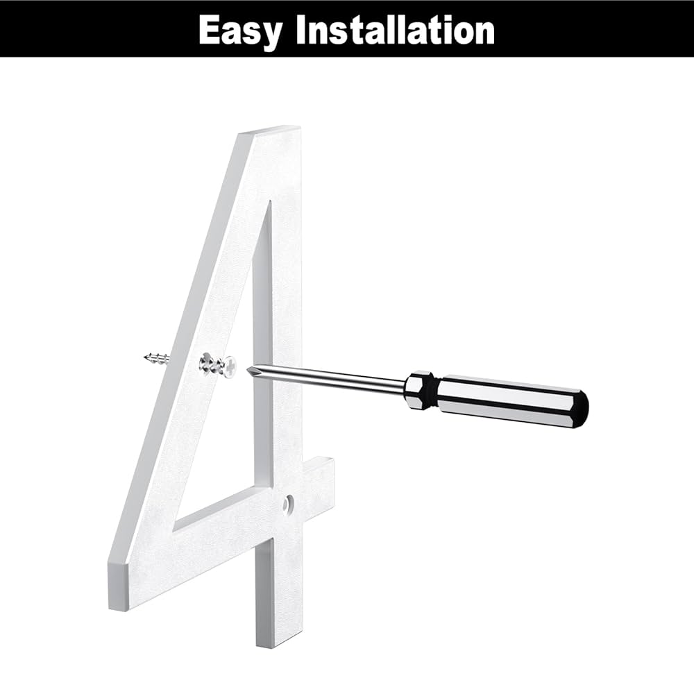 Yafimea 10 Inch Large House Numbers For Outside, Modern Silver Metal