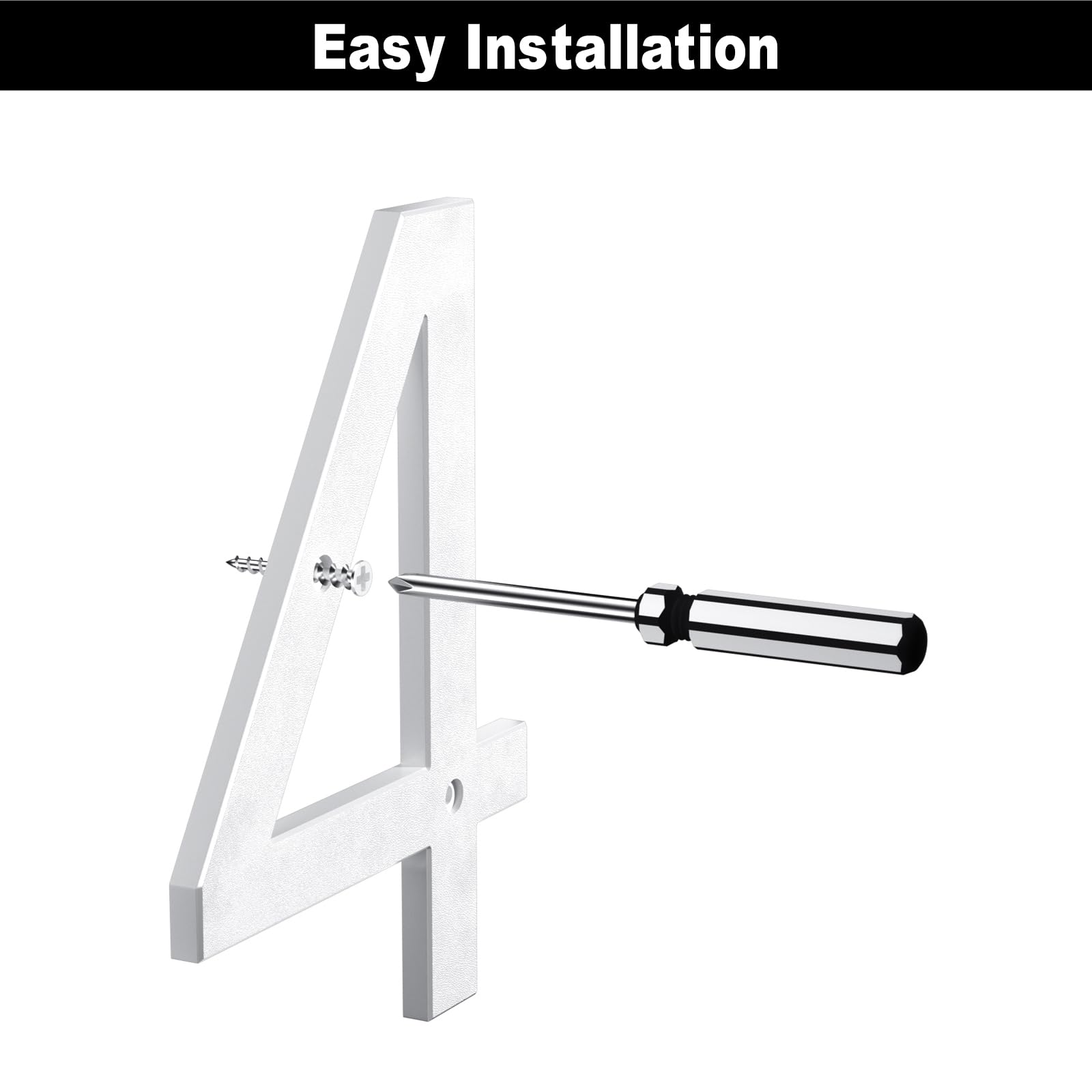 Número de casa exterior 20 cm blanco, Número grande para pared o valla con diseño moderno y efecto flotante 3D, plástico ABS resistente al clima (5)
