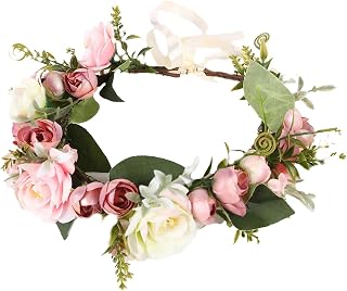 Vivivalue Floral Crown Girl Floral Headband Flower Headpiece Halo Wedding Party Photos