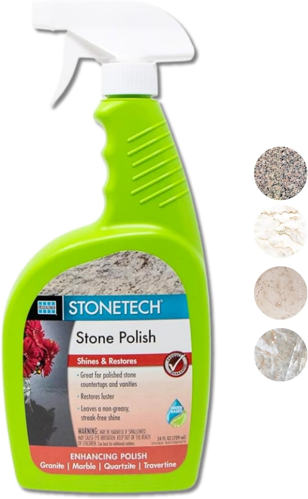 Stone Polish for Stonetech - Ready to Use Spray for Effortless Stone Surface Shine and Enhancement - Restores Natural Luster & Protection for Marble, Granite, Quartzite & Travertine - 24 fl oz