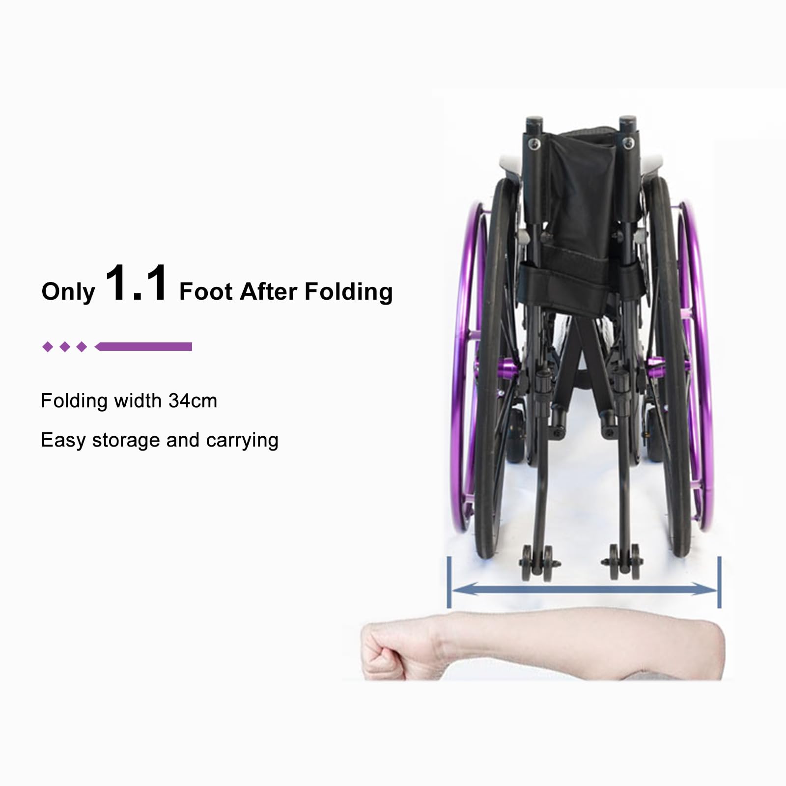 Sedia A Rotelle Sportiva Leggera,sedia A Rotelle Pieghevole E Portatile,sedia A Rotelle Pieghevole Da Trasporto,sedia A Rotelle Multifunzionale Antiribaltamento,sedia A Rotelle Manuale(Size:40cm/15.7i