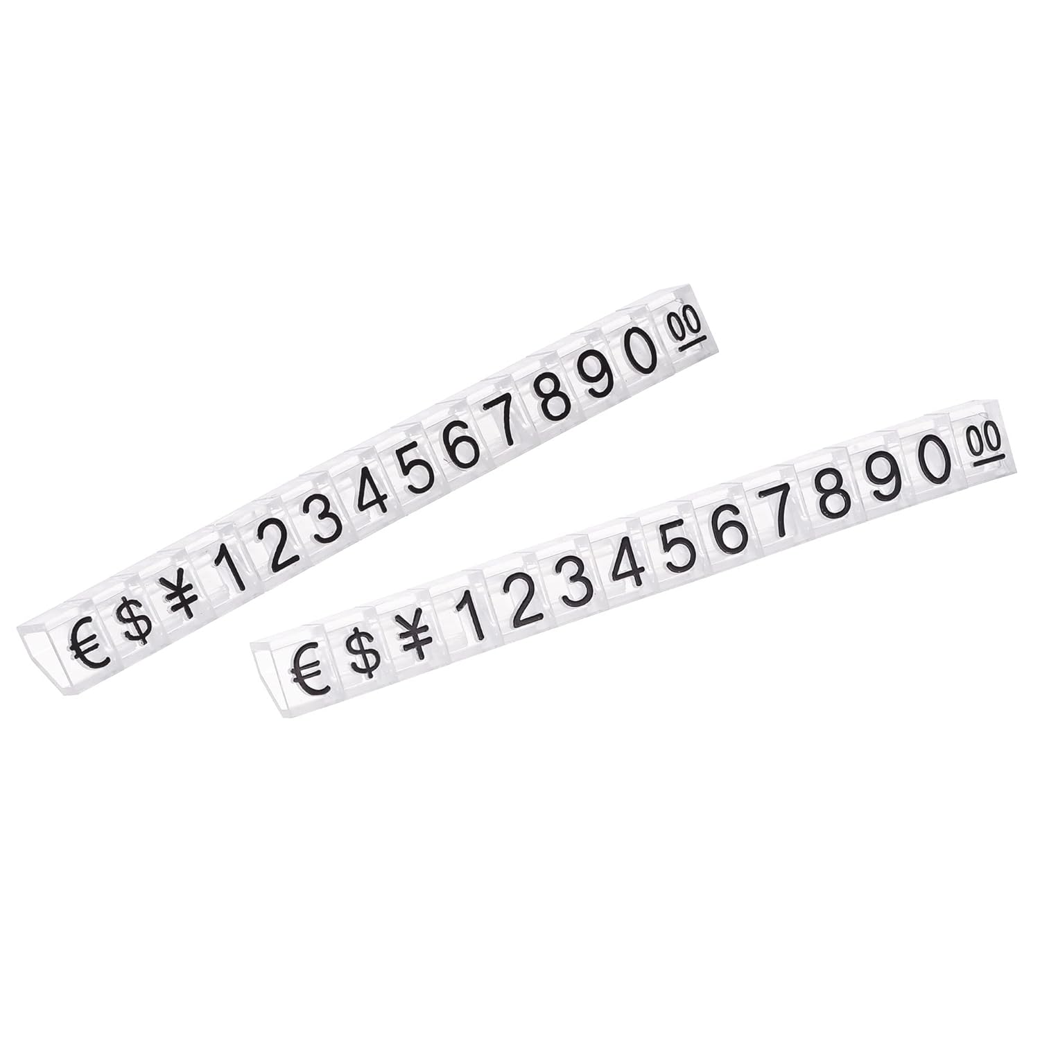 MECCANIXITY Adjustable Removable Mini Cube Price Tag Display Number Letter Price Label Stand Block Kit for Shop Counter Gold on Clear,6.3x9mm,10 Sets