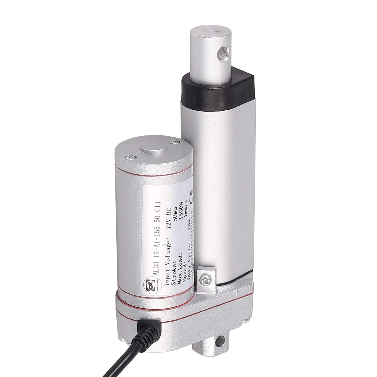 AUTOUTLET Actuador Lineal DC 12V 1500N 50mm Motor Eléctrico para Abridor de Puerta de Coche RV