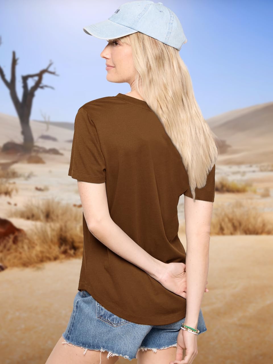 Women’s Cactus Cowgirl Shirt Western Riding Country Music V Neck T-Shirt Retro Sun Printed Short Sleeve Tees Tops - Image 4