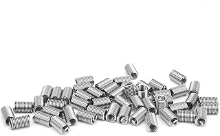 50pcs Wire Thread Insert Kit, 304 Stainless Steel NPT UNC 1/4inâ€‘20 x 1-3D Screws Sleeve Assortment Helical Type Coiled for Automotive Repairs(3D)