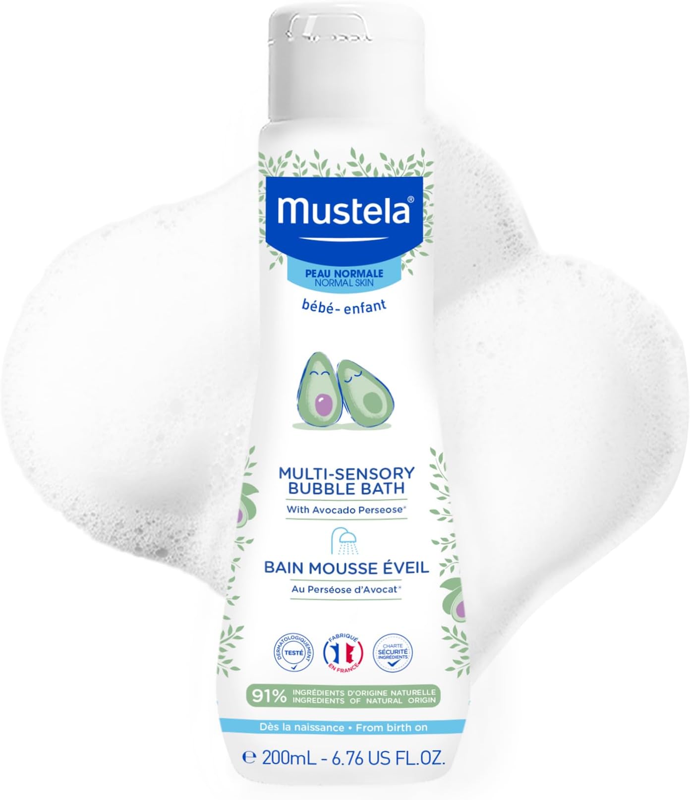 Baby Multi-Sensory Bubble Bath with Natural Avocado – Biodegradable Formula - 6.76 oz. – Packaging may vary