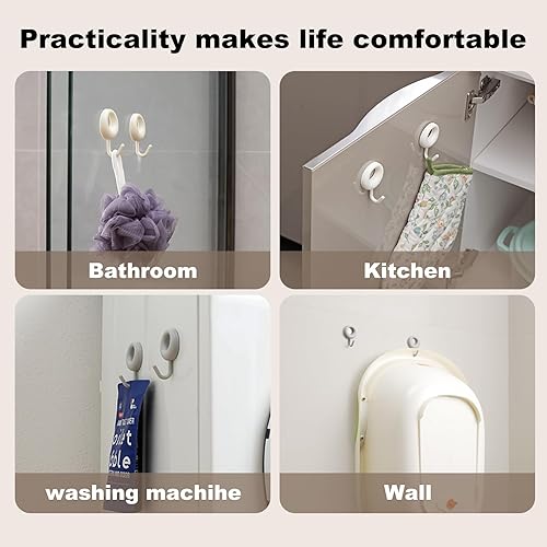 Miniatura 6 de EDGCTYU Ganchos autoadhesivos resistentes para toallas, abrigos, sombreros, impermeables, resistentes al aceite, para baño, cocina, para pared,