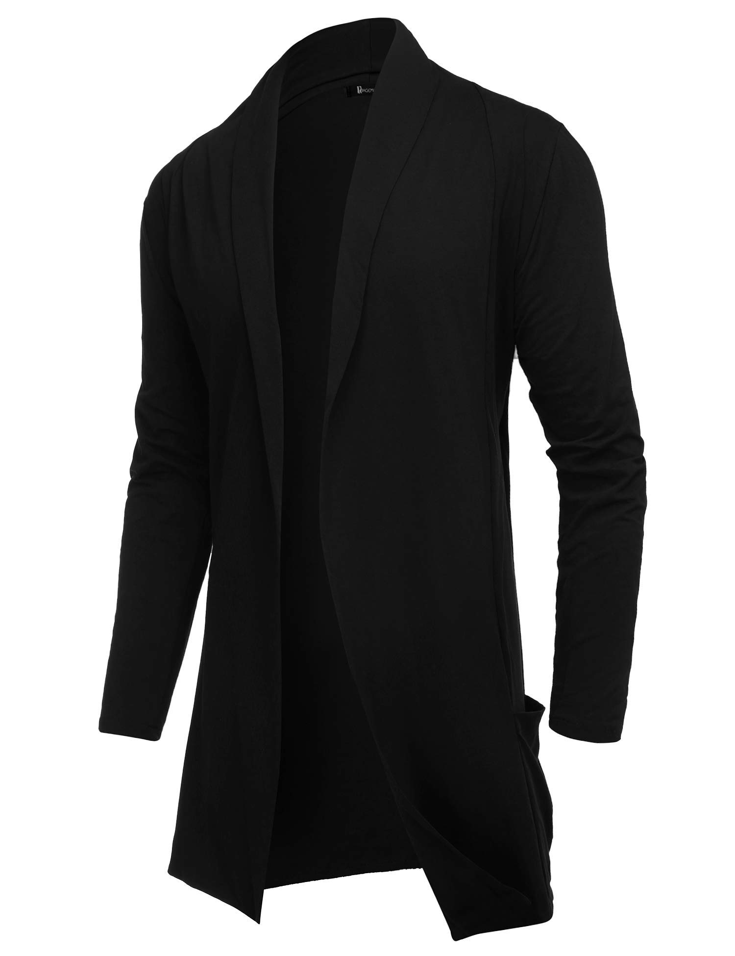 RAGEMALLMen's Cardigan Ruffle Shawl Collar Cardigan Open Front Blend Long Length Drape Cape Overcoat