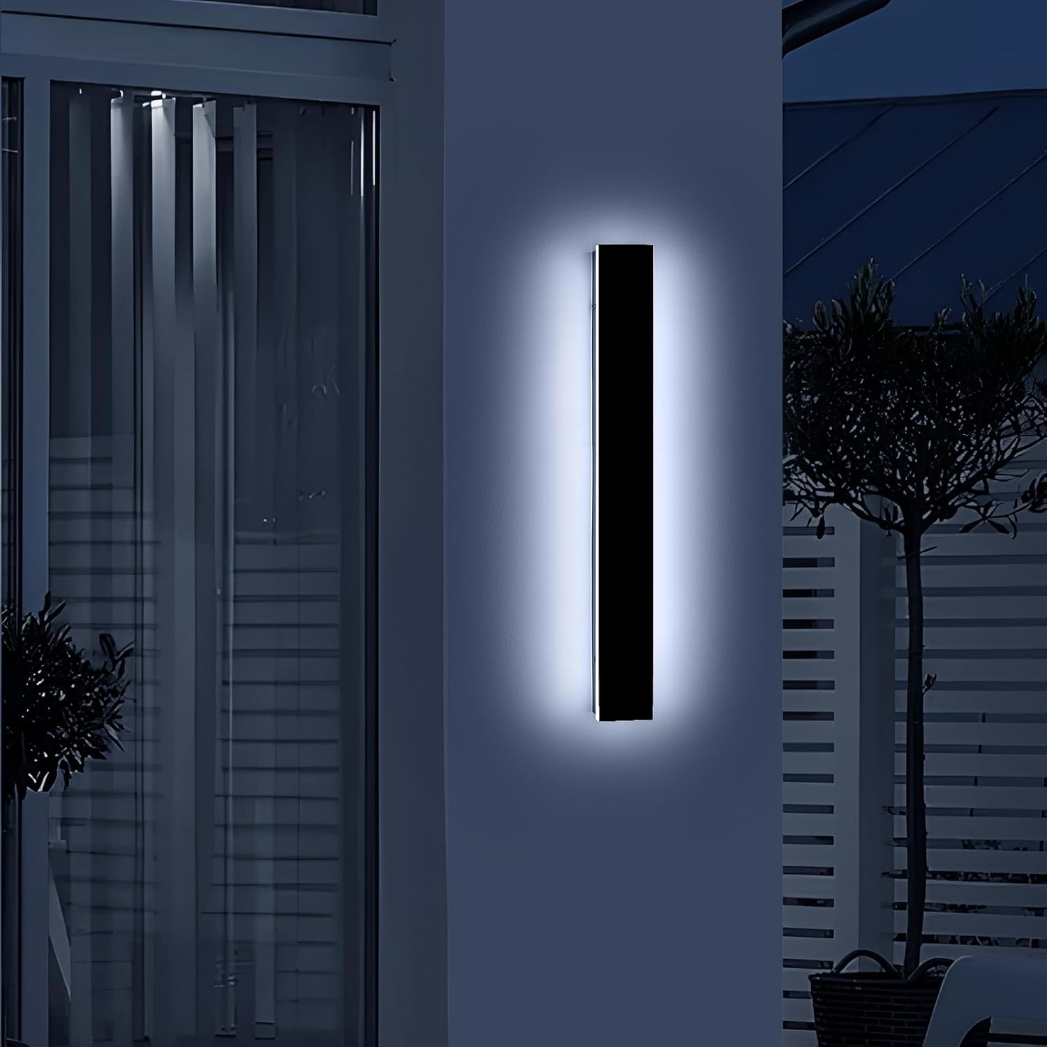 31.4inch Modern Outdoor Wall Sconce, 6000K Cold White LED Outside Wall Light Fixture, IP65 Waterproof, 31W, Black Minimalist Exterior Lighting Patio Lamp for House, Porch, Garage, Garden 31.4inch Cold White Light