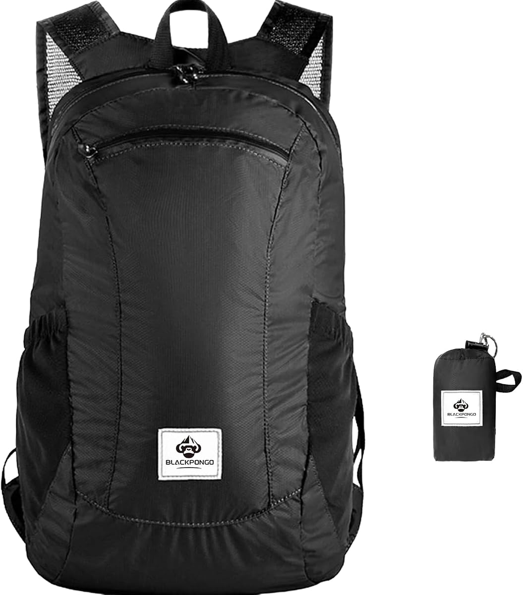 Small Backpack 18L Lightweight Packable Backpack for Travel, Airplane Travel Hiking Daypack(Black)