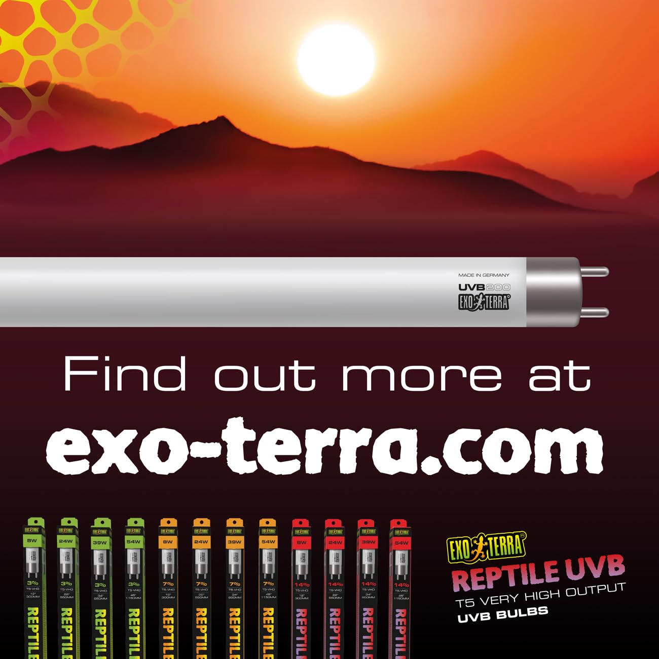Exo Terra Reptile UVB100 T5 VHO Bulb 24W 22" – Very High Output Bulb for Reptiles, UVA/UVB Lighting for Terrariums, Supports Vitamin D3 & Calcium Absorption — view 11