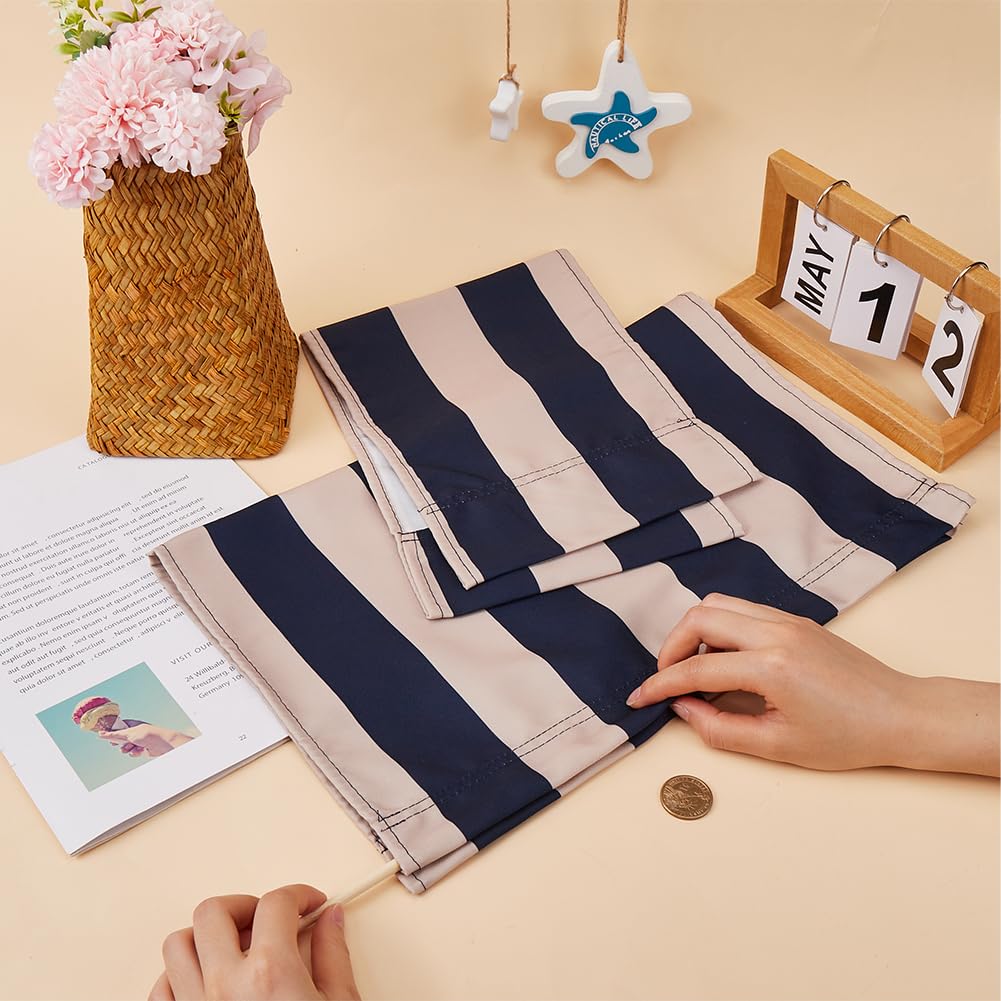 GORGECRAFT 1 Set Directors Chair Cover Canvas Replacement Seat Cover Classic Blue and Beige Stripes Canvas Seat and Back Kit with Wood Stick for Casual Folding Makeup Chair Home Garden Outdoors - Image 2