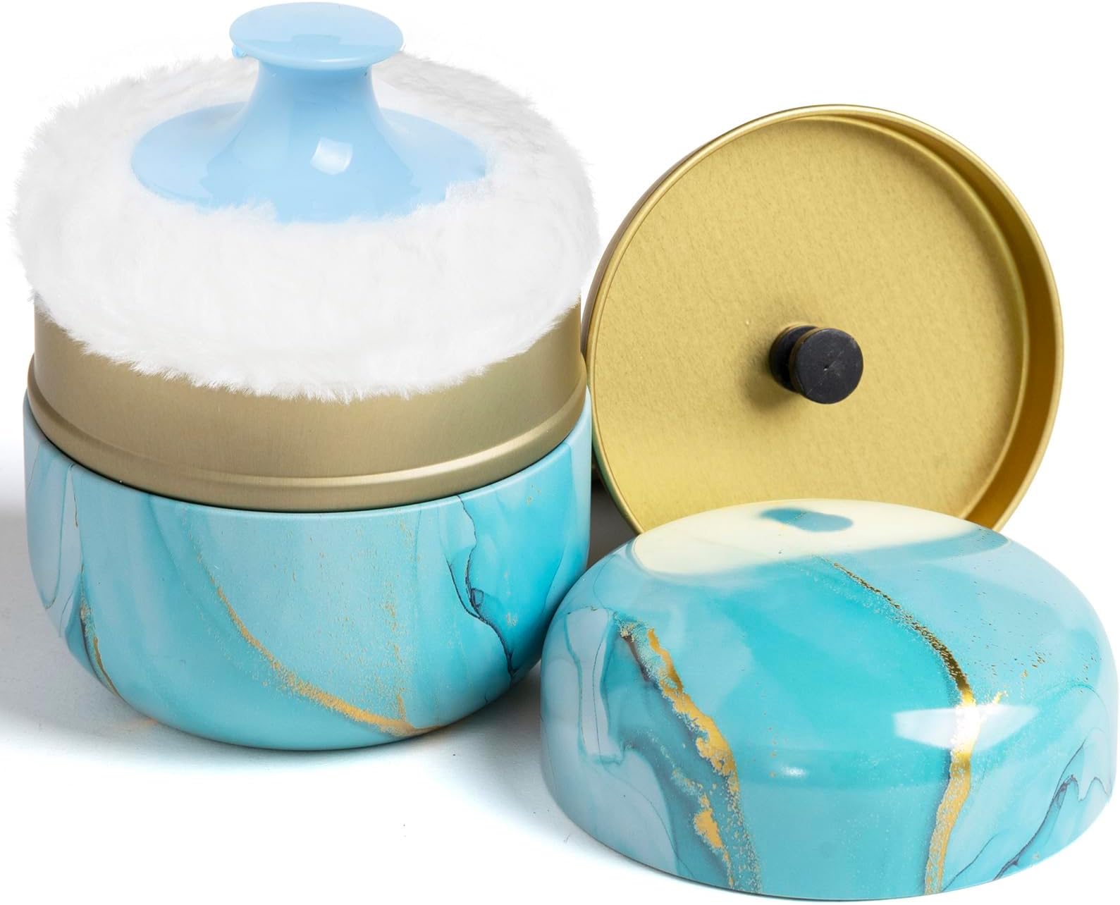 Qopoto Body Powder Puff and Container for Dusting Powder