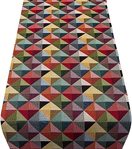 Linen Loft Harlequin Tapestry Table Runner. Multicoloured and Modern Design. Dinner Party Table Decoration. Available in two sizes. (30cm x 180cm)