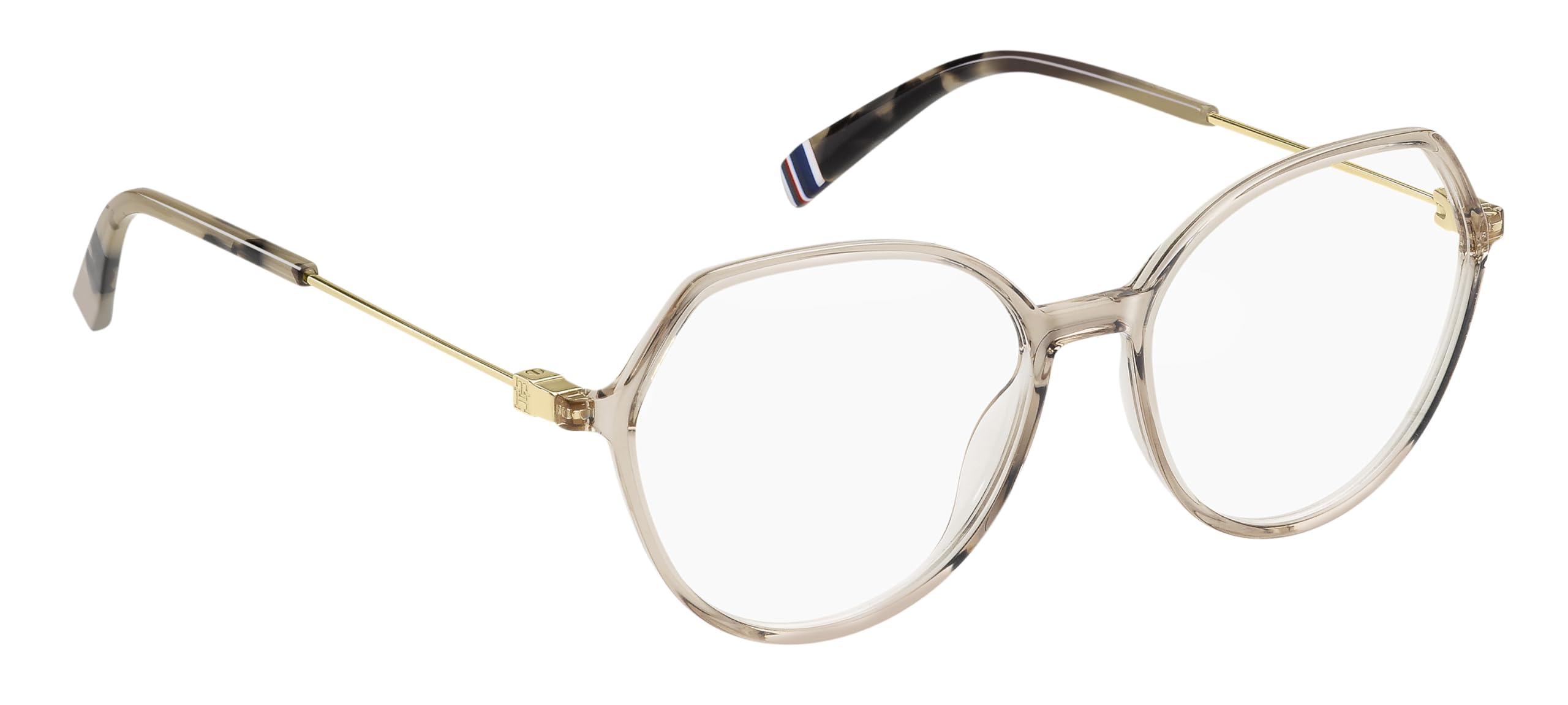 Tommy Hilfiger Brille mit Sehstärke für Damen optional mit Sonnenbrillentönung oder Blaulichtfilter, Rund, gefertigt aus Nylon (inklusive Brillenetui)