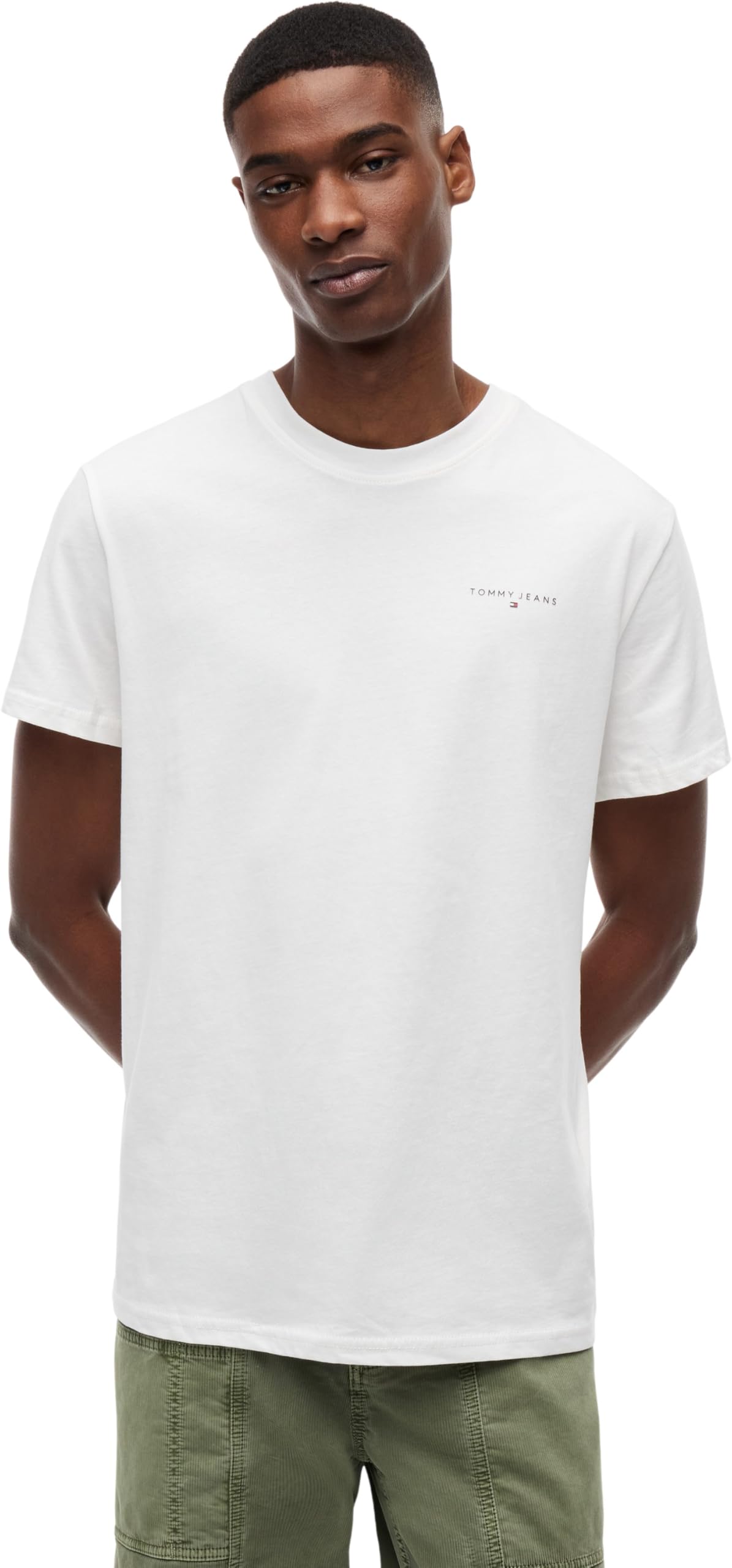 Tommy Jeans Herren T-Shirt Kurzarm Linear Chest Tee Slim Fit