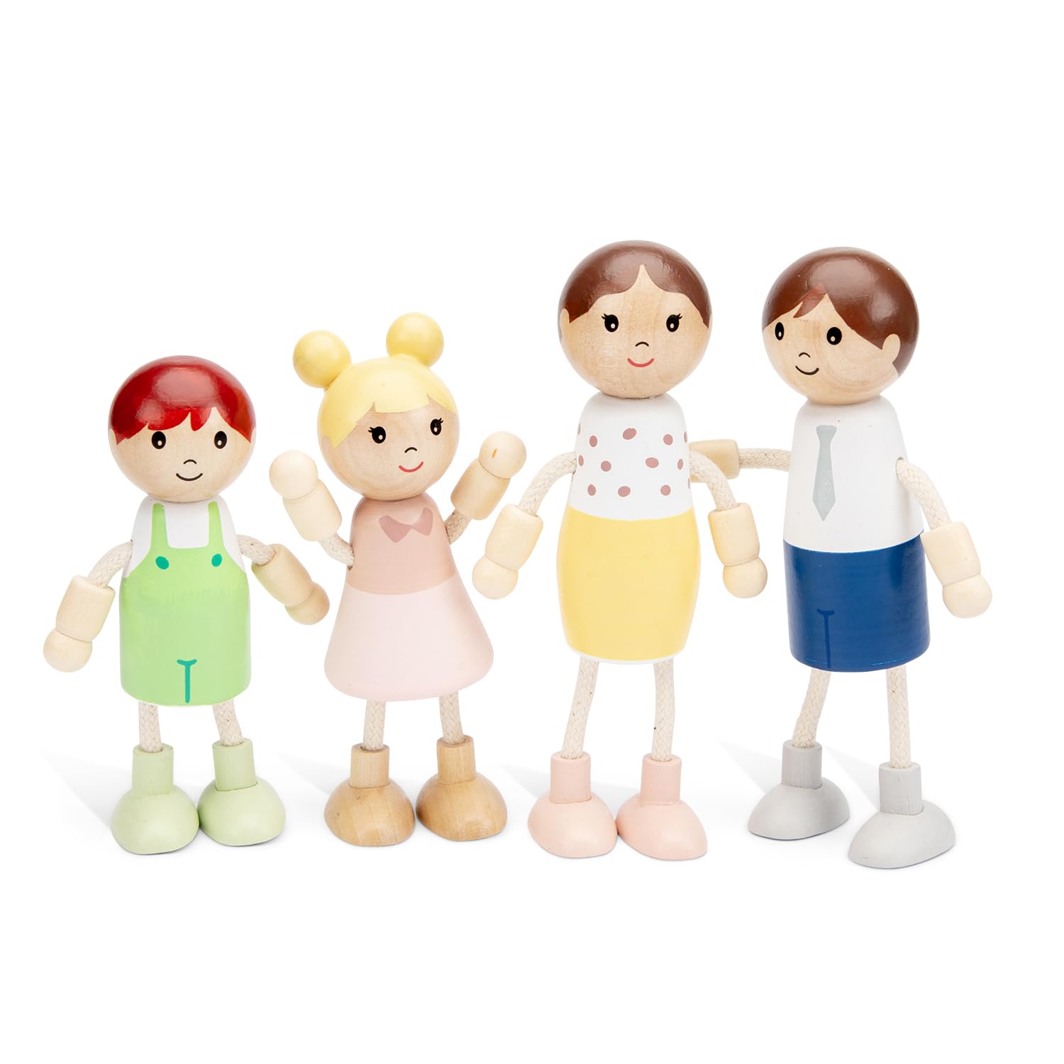 Woet Wooden Doll house Family Set for Kids Age 3+ – 4 Small Wooden Puppets – Dolls Playset – Pretend & Imaginative Play Figures – Dollhouse Accessories – Role Play Toy Gift for Boys and Girls — image 1