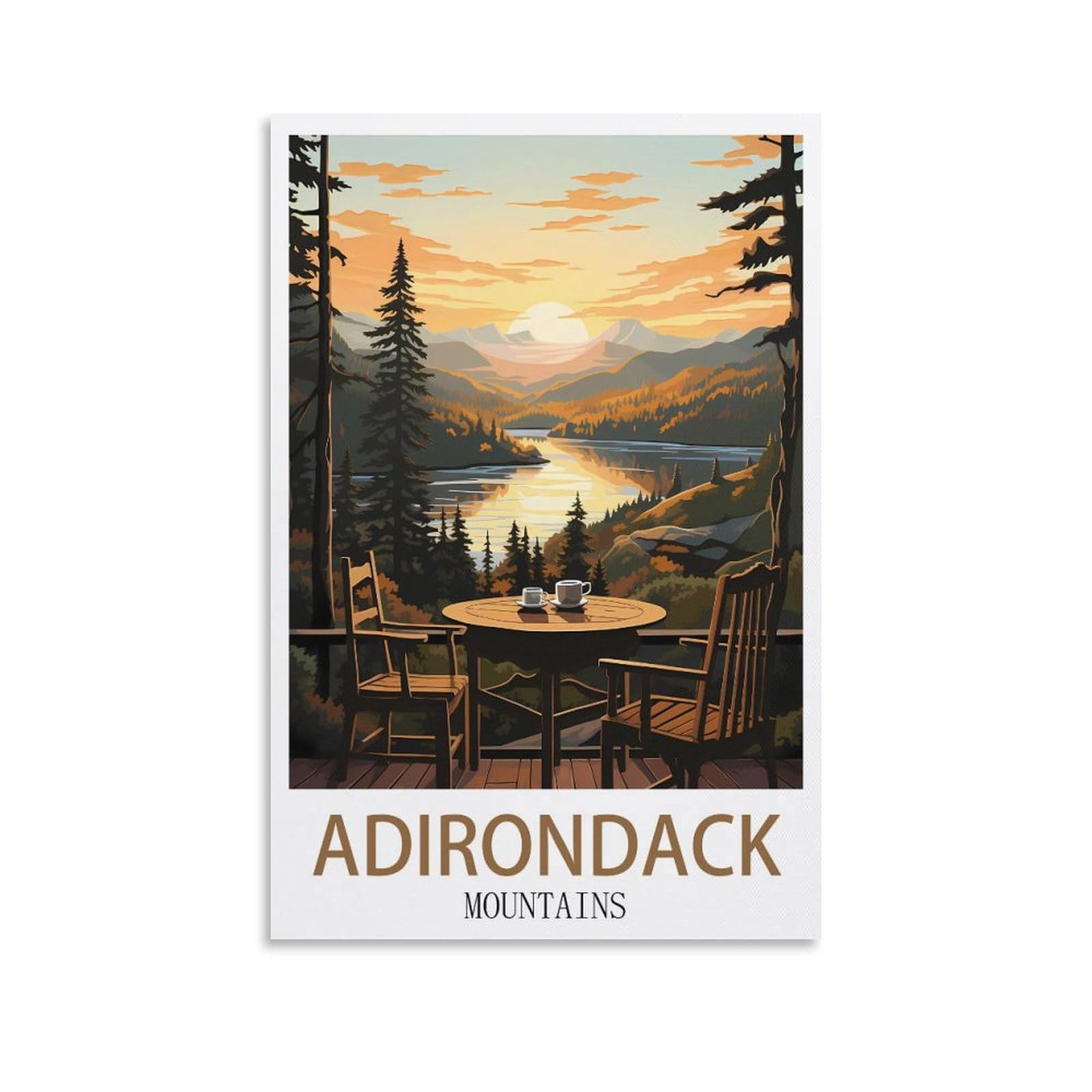 EZMLFA Diamond Painting Kits for Adults,Adirondack Mountains 5D Diamond Painting Kit for Adults Beginners, DIY Full Round Drill Gem Art Kits for Home 50x60cm