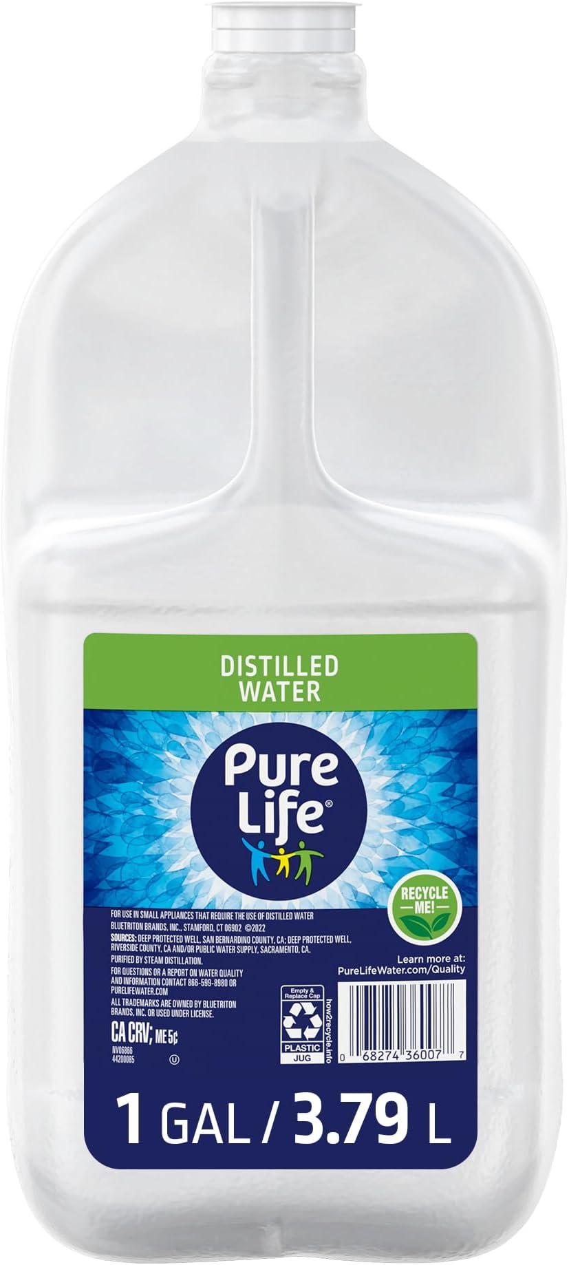 Pure Life, Water Distilled 1 Gallon, 128 Fl Oz