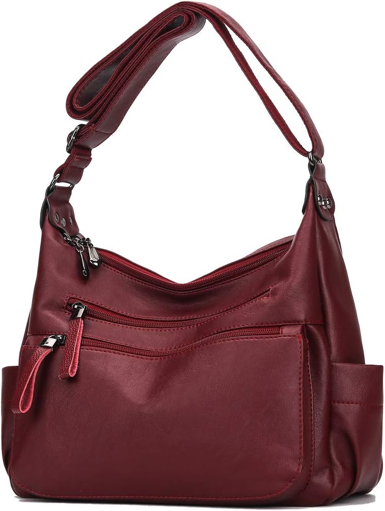 Fashion Crossbody Bag For Women Shoulder Bag Soft PU Leather Handbags Purses Multi Pocket Hobo Tote Bag