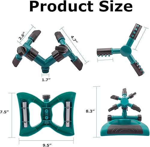 Miniatura 2 de Rociadores para patio, rociadores de jardín giratorios automáticos de 360 grados para cobertura de área grande, rociadores (1 base + 2 juegos de