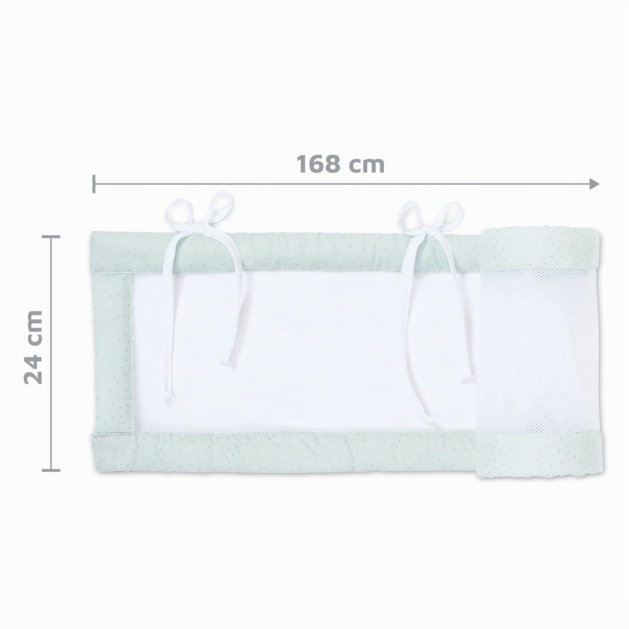 babybay Paracolpi in rete Royal adatto per modello Maxi, molle, comfort e comfort Plus, menta con punti glitter dorati