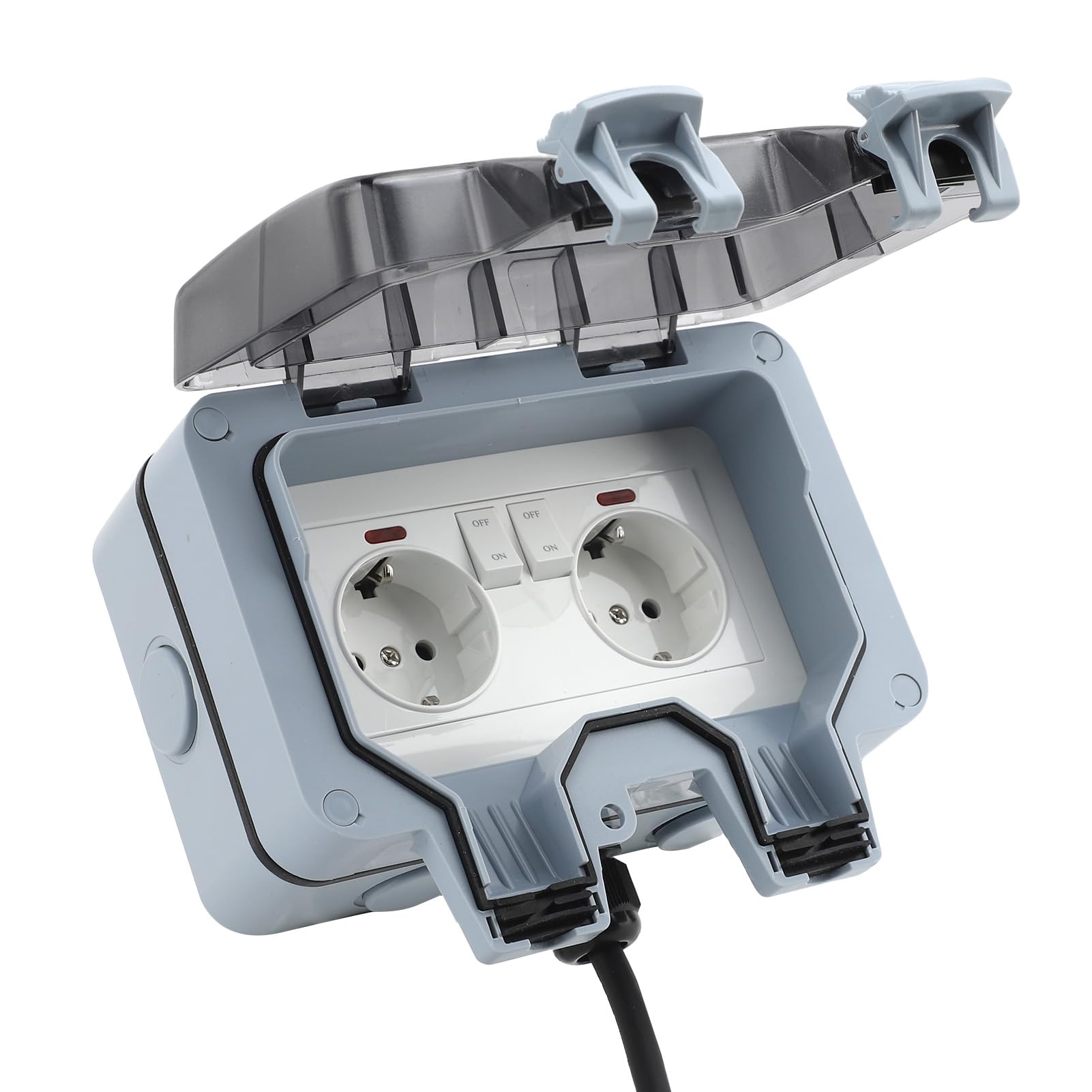Generic Presa di Corrente da Esterno Resistente Alle Intemperie IP66 Resistente Alla Pioggia con Interruttore Indipendente per Giardini, Garage, 2 Prese (10 m / 32,8 piedi)