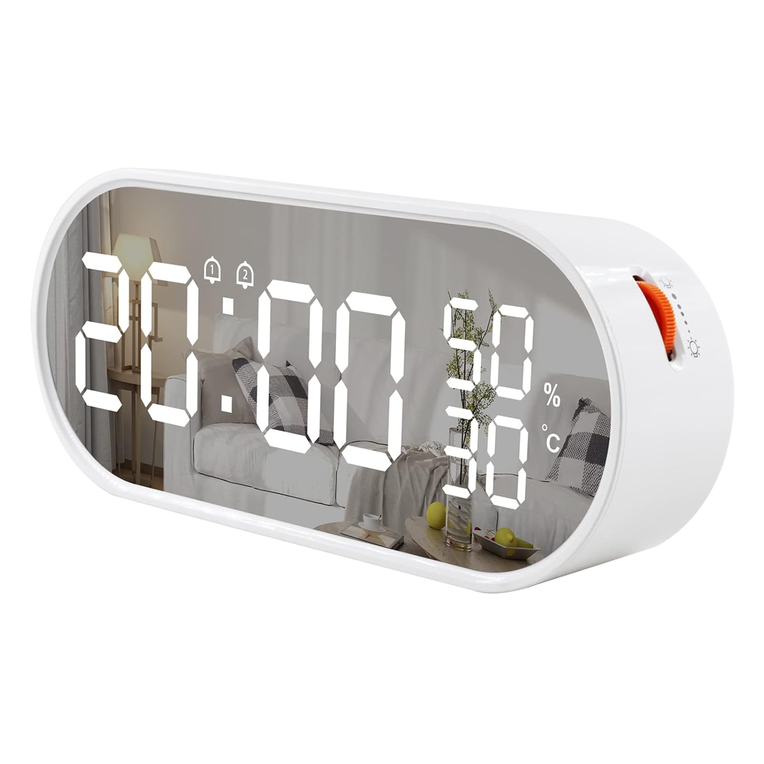 Buy yunfu Mirror Digital Alarm Clock Touch Control Table Clock 2 Alarm