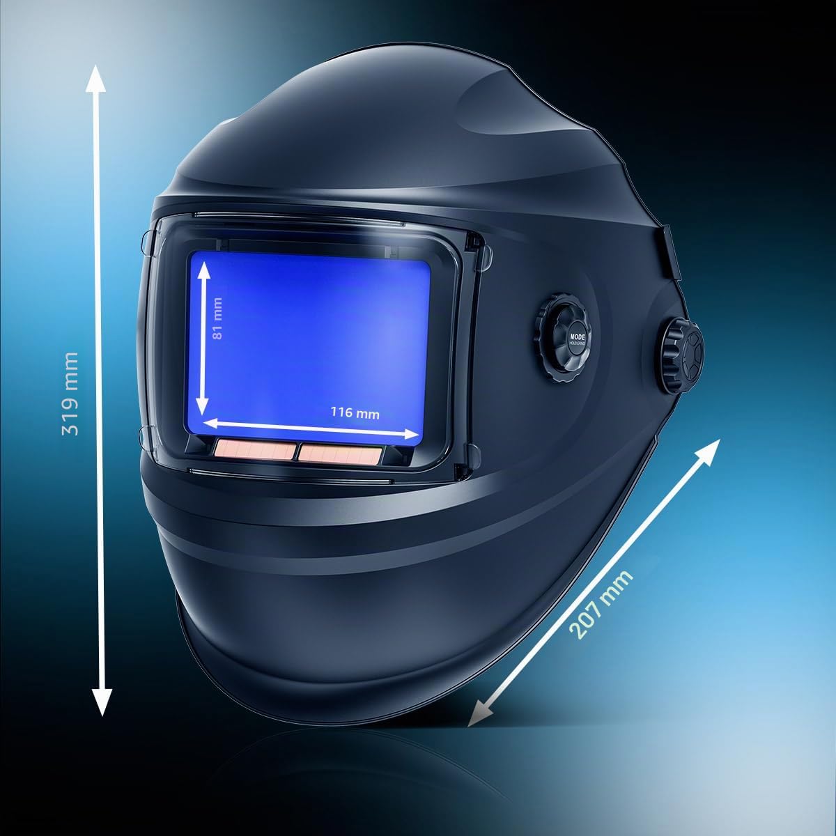 STAHLWERK Casco per saldatura automatico 3-in-1 BOOSTER – Casco con True-Colour, oscuramento DIN 4-13, memoria lavori, classe 1/1/1/2, campo visivo 116 x 81 mm