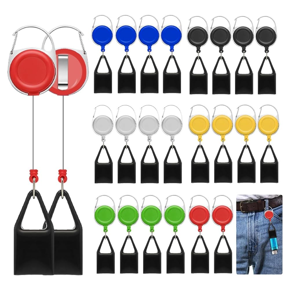 Porte-clés rétractable pour briquet extensible avec clip de ceinture contre la perte d'objets