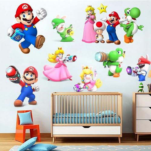 Miniatura 4 de SKTFFR Mario Brothers - Calcomanías de pared para niños, decoración de pared de PVC, decoración de pared para habitación de niños, sala de estar