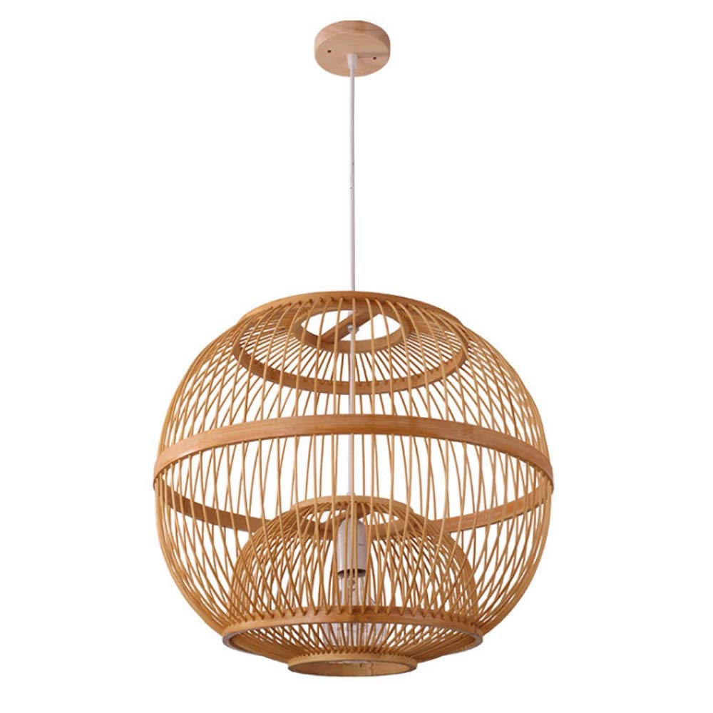 Lustre rond japonais en bois de haute qualite avec douille E27