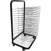 Art Drying Rack - Mobile Metal Rack with 25 Shelves and Wheels for Displaying Wet Paintings - Ideal for Classrooms and Homes