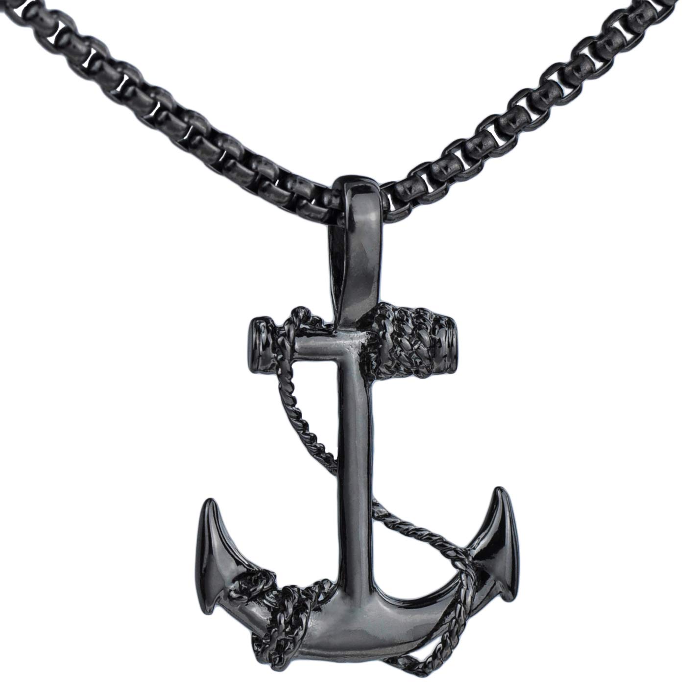 EZUY GNAYEZUY GNAY Fashion Retro Nautical Anchor Pendant Necklace Stainless Steel Jewelry Anchor Chain Accessories for Men&Womens