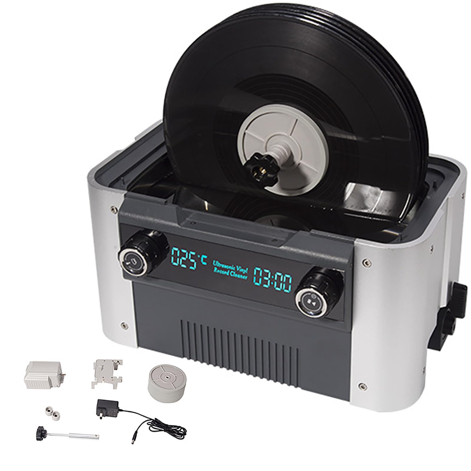 Generic Kit de limpieza de discos de vinilo, cuidado profesional de discos de vinilo, máquina de limpieza de discos de álbum sin arañazos con descontaminación de alta frecuencia