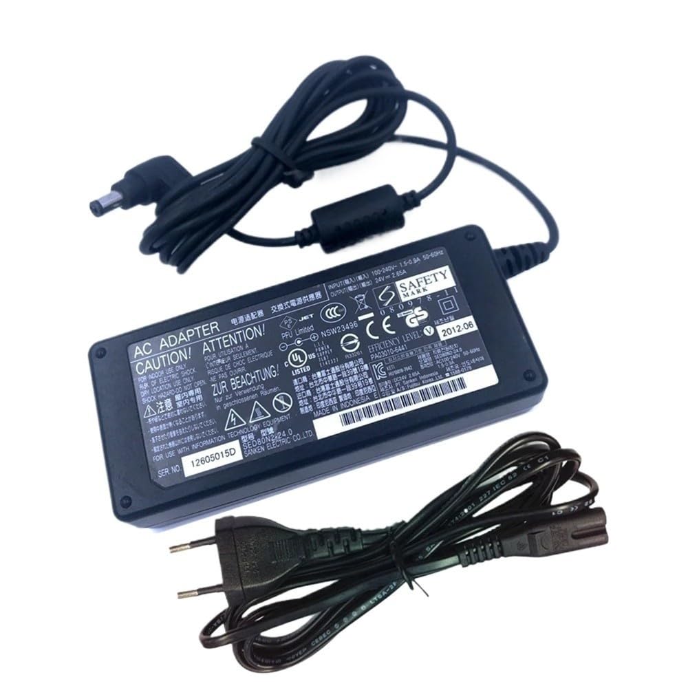 24V 2.65A AC DC Adapter Charger for Fujitsu fi6125 LA622 5LA6240 6240Z Power Supply Printer Power Adapter(EU Cable)
