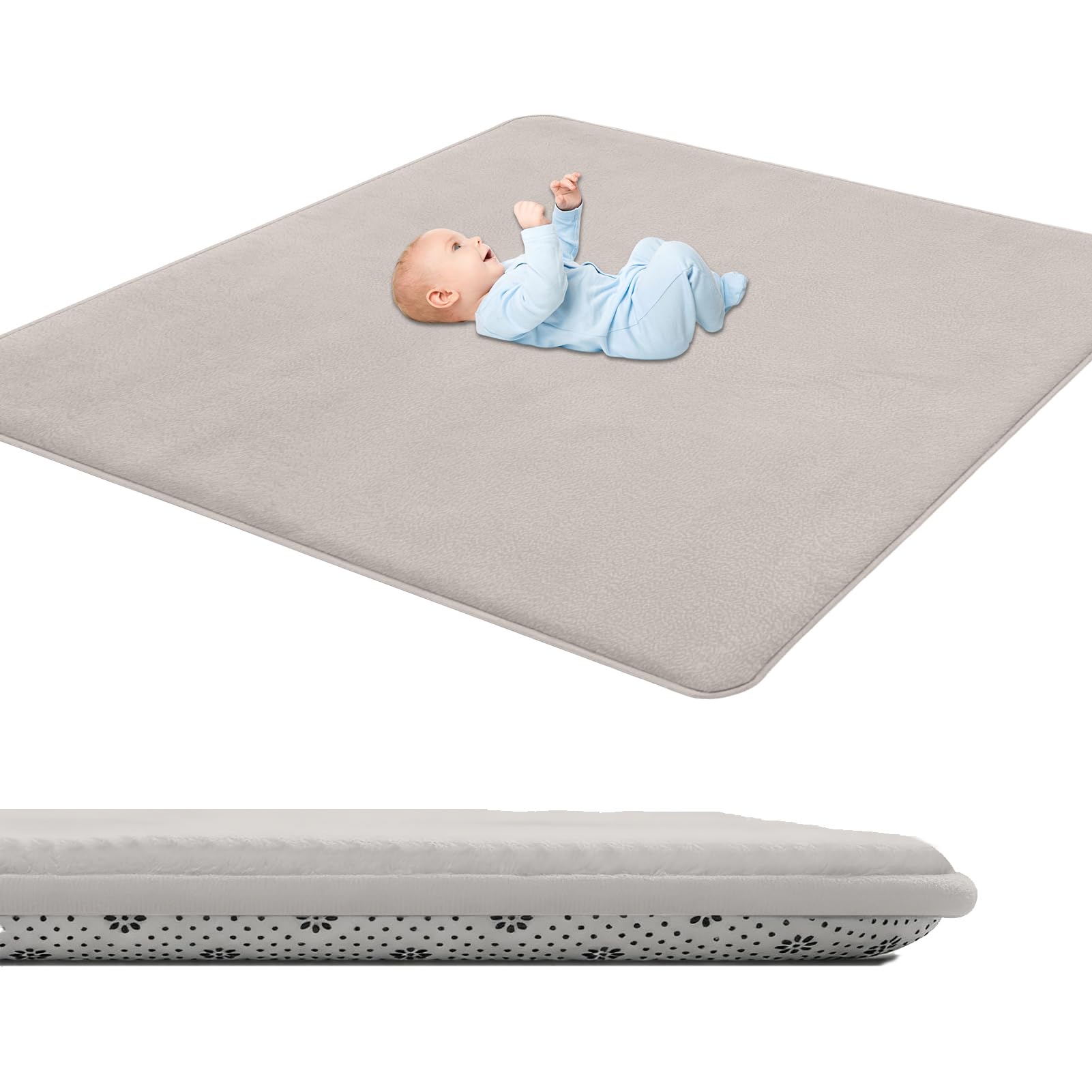 GmyoieqI Baby Crawling Mat 3 cm Thick, Children's play Mat Large Non-Slip 200 x 280 cm Low Pile Nursery Rugs & Carpets for Children's Room Living Room Bedroom Yoga Mat Tatami Playroom Beige