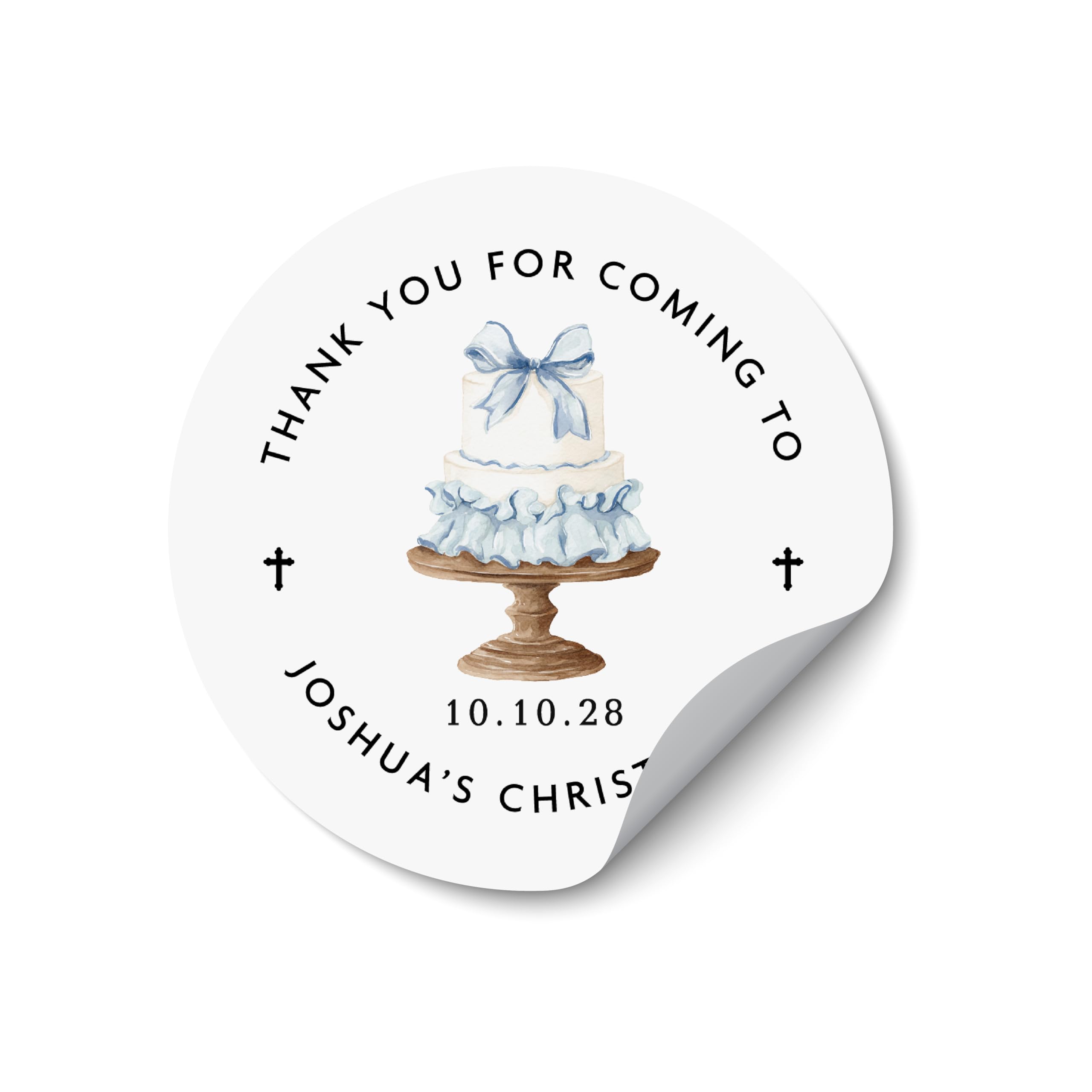 Baby Boy Personalised Christening Labels Baby Name, Baptism Favour Stickers Custom, Thank You Stickers Party Favours Baby - BAPT26