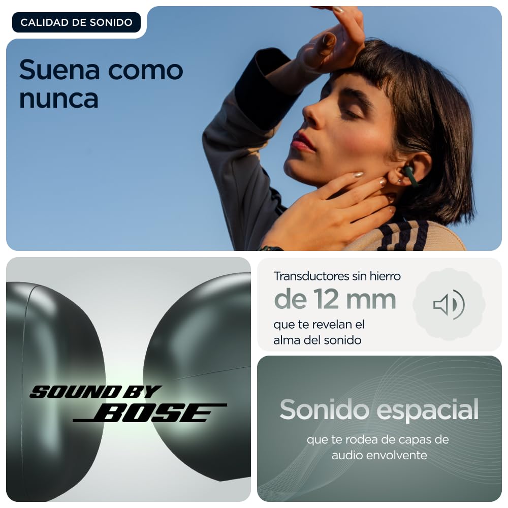 Auriculares Moto Buds Loop Color Pantone Trekking Green, Diseño Open-Ear, Integración con Smartphones, Sound by Bose, Micrófono avanzado, Diseño Resistente al Agua,Batería de Larga duración
