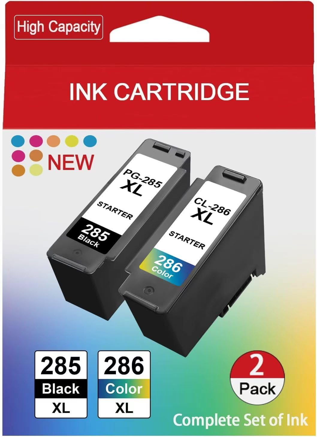 PG-285 XL CL-286 XL Ink Cartridge 2-Pack (Black, Tri-Color) Compatible with Canon PG-285 CL-286 XL Ink Value Combo Pack Compatible PIXMA TS7720 TR7820 TS7722 TR 7820 TS 7720