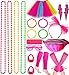 Accessoires de günstig Kaufen-Tonsooze 80er Jahre Kleidung Damen Set, 21PCS Kostüm Accessoires 80er, Netzgarnrock, Netzhandschuhe, Bauchtasche, Stirnband, Halskette,Armband,Ohrring, 80 Jahre Outfit Party Mädchen Kinder