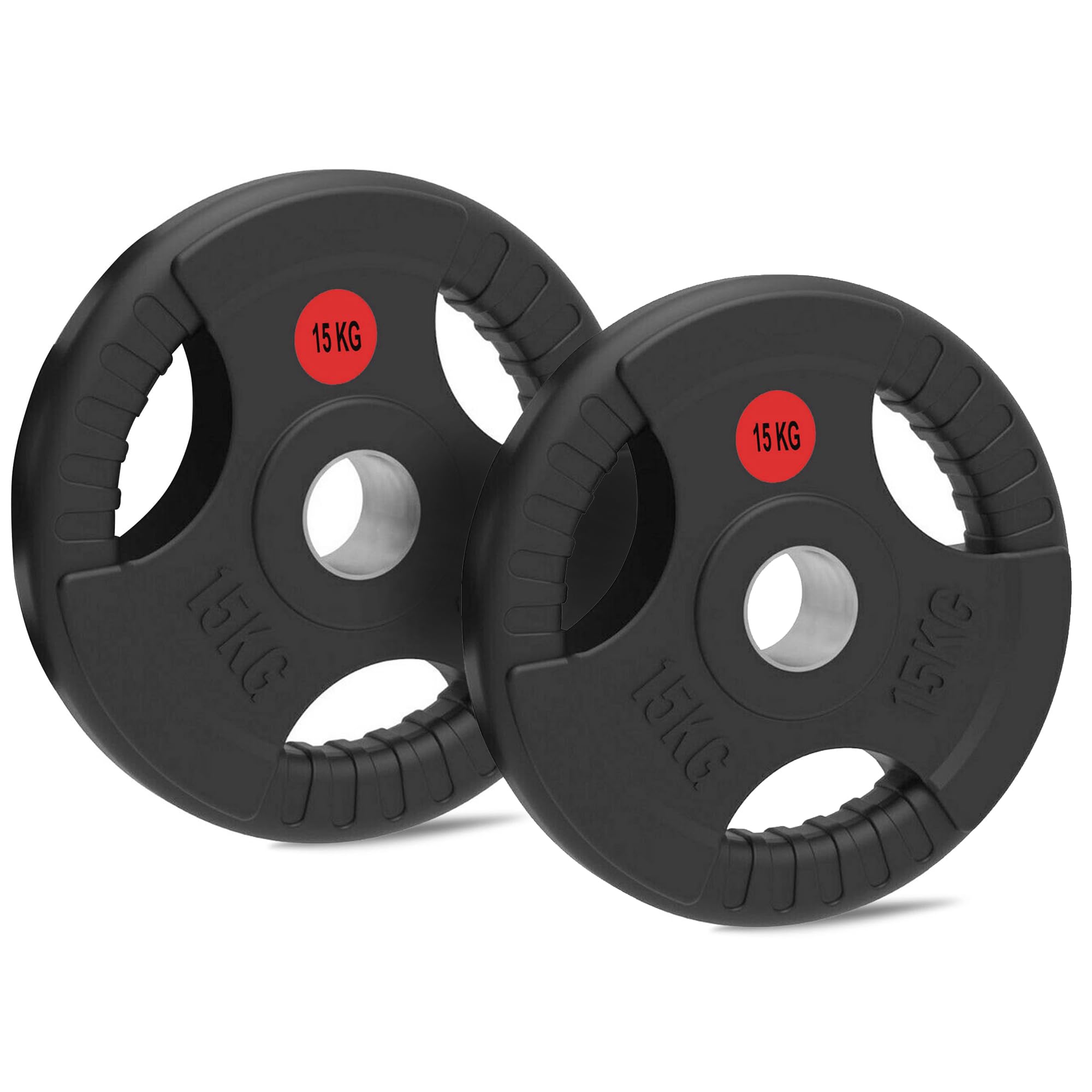 Lions Olympic Weight Plates - Rubber Coated Cast Iron 2inch 5cm Discs Bar Hole Standard Weights Plates for Home Gym Barbell Bar, Weightlifting Training Fitness Workout (Black, 1 x 15kg) โ image 1