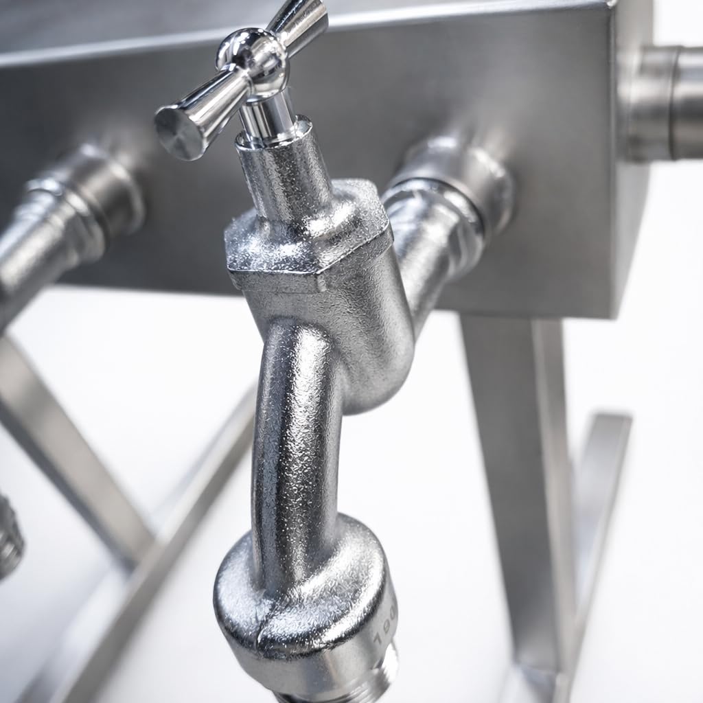 Profi Wasserverteiler aus Edelstahl m. Rohrbelüfter DVGW 4 Leitungen