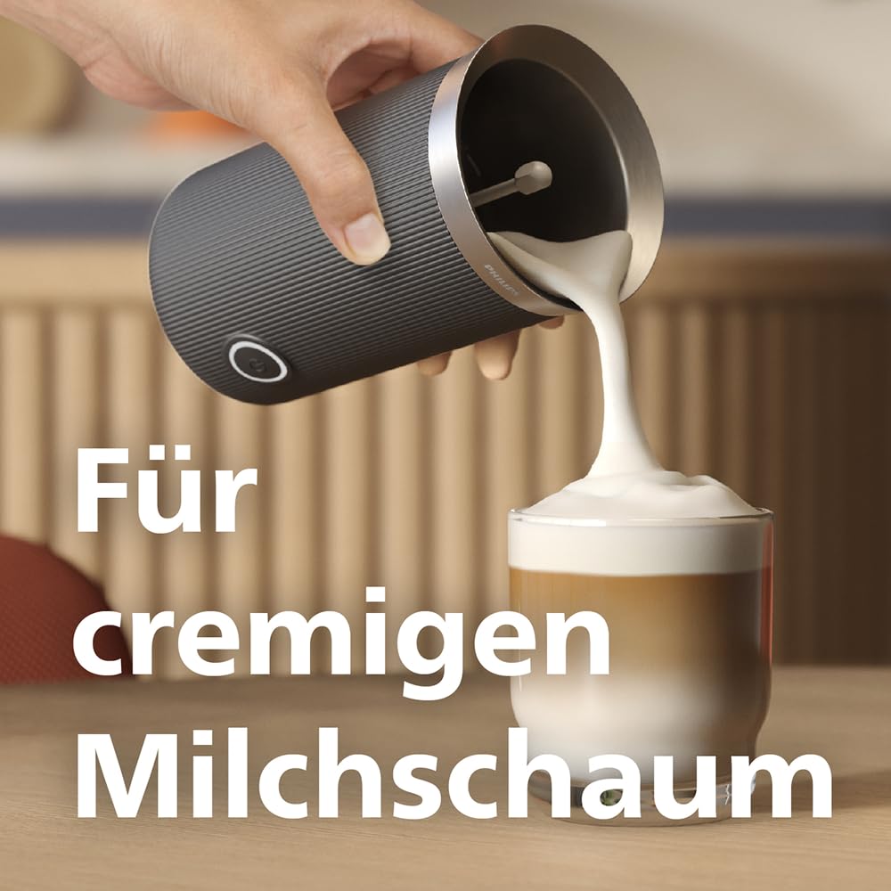 Philips Baristina Espressomaschine und Milchaufschäumer Paket –Automatisches Mahlen, Tampen & Brühen, 16 Bar, Kaffeemaschine mit Mahlwerk & Siebträger, leichte Reinigung, Schwarzgrau (BAR308/60)