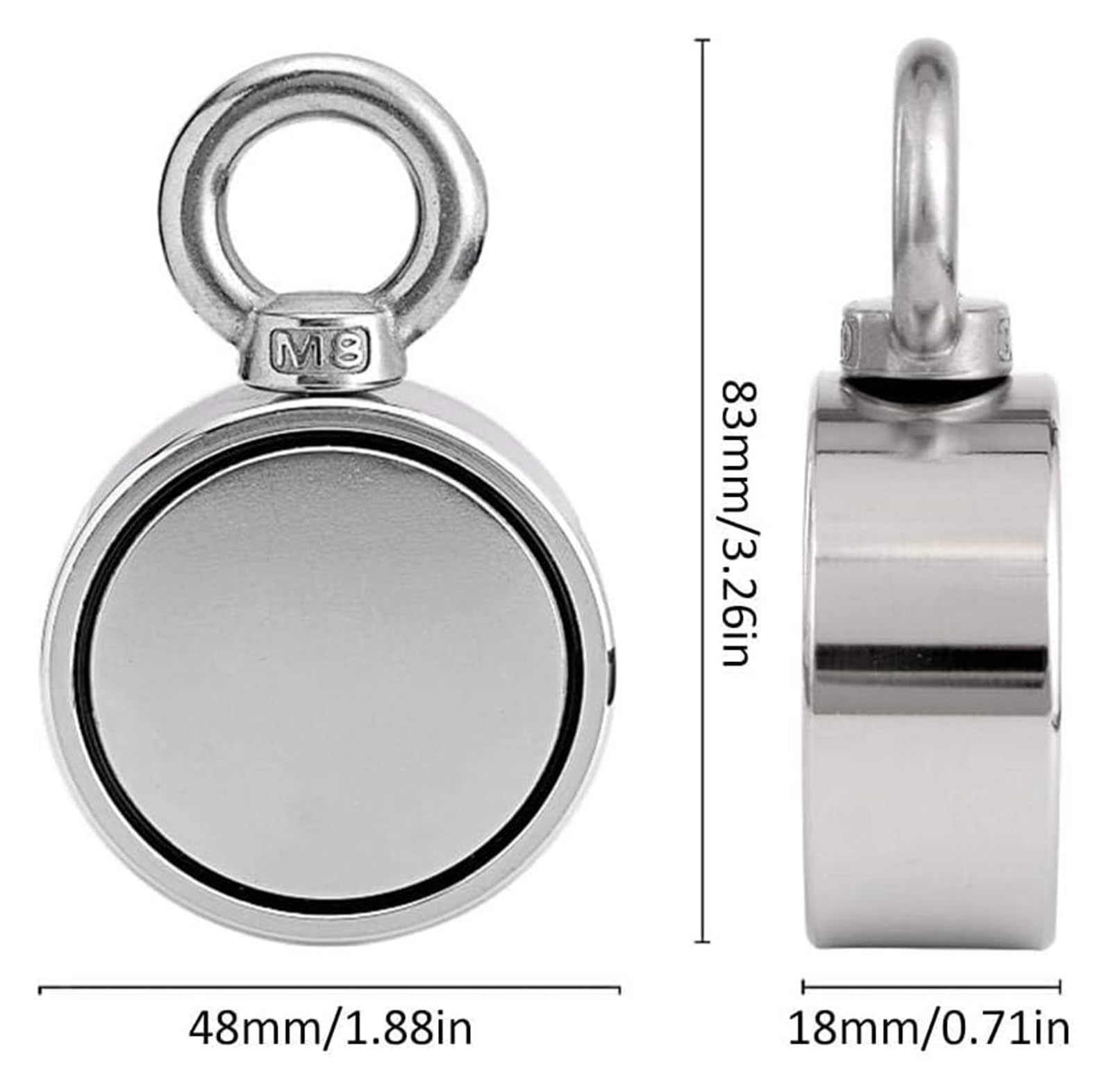 Magneti da Pesca potenti, magneti da Pesca a Doppia Faccia/magneti da Pesca Rotondi Estremamente potenti/per la Pesca e Il Recupero nel Fiume(48mm)