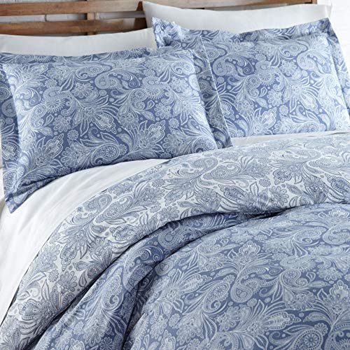 Southshore Fine Linens Perfect Paisley Collection - Premium Quality, Soft, Wrinkle, Fade, & Stain Resistant, Easy Care, Oversized Duvet Cover Set, Twin / Twin Xl, Blue #TOP4