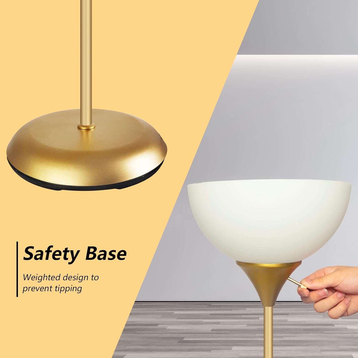 Floor Lamp for Living Room, Standing lamp for Bedroom, Drop-Resistant White Lampshade, Standing Lamp for Bedroom Study Office Hostel Kid’s Room