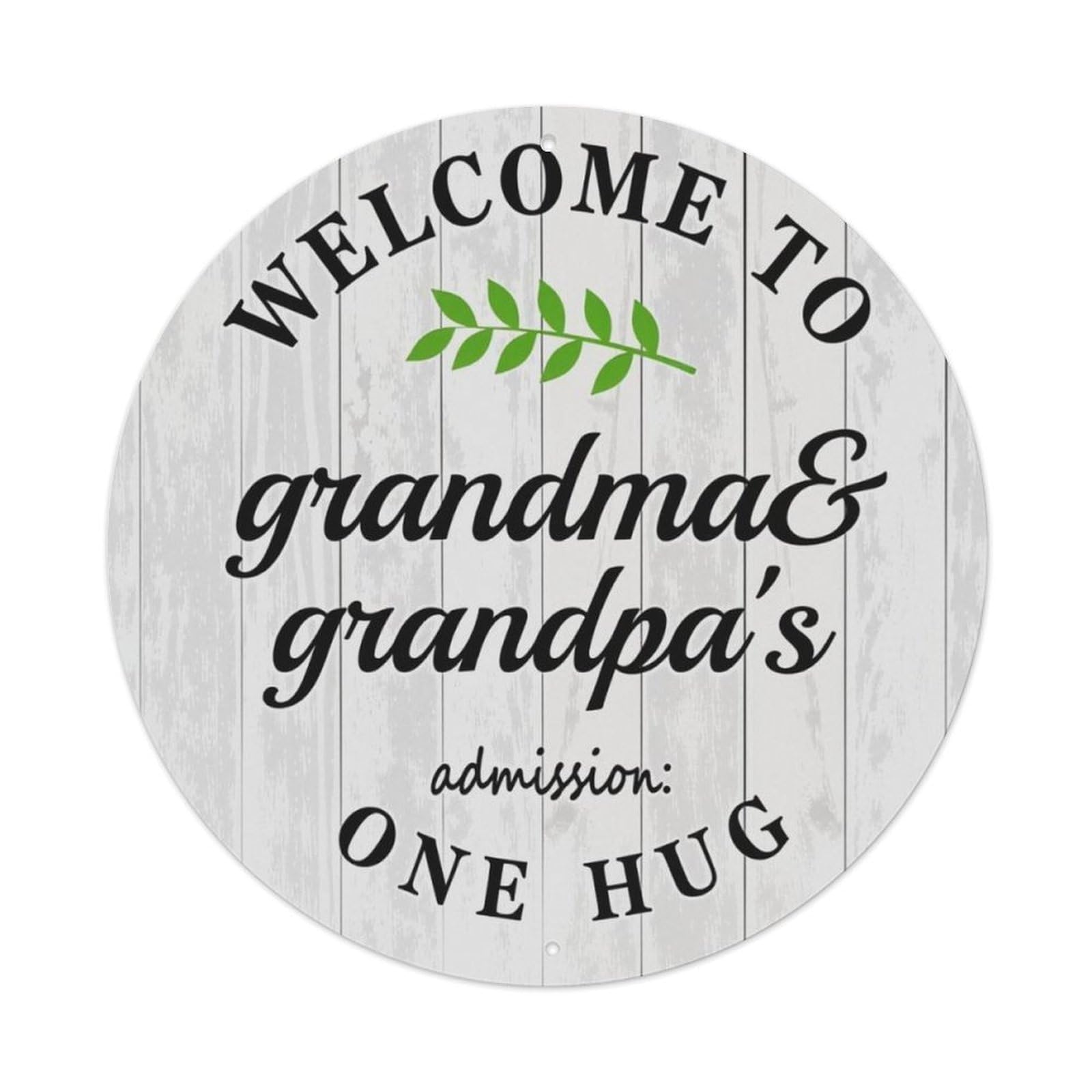 Welcome To Grandma And Grandpa's Wood Round Sign Aluminium Sign 20x20cm