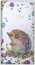 Orbitron 2026 Diary Slim Size Week to View Diaries Full Year Journal Calendar Planner (Hedgehog)