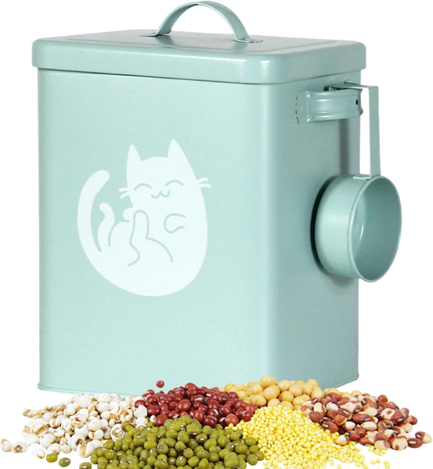 6 L Dog Cat Food Storage Container with Scoop & Airtight Lid, Metal Cats Food Containers Canisters Kitchen Counter Organizer for Kibble & Treats, Cereal